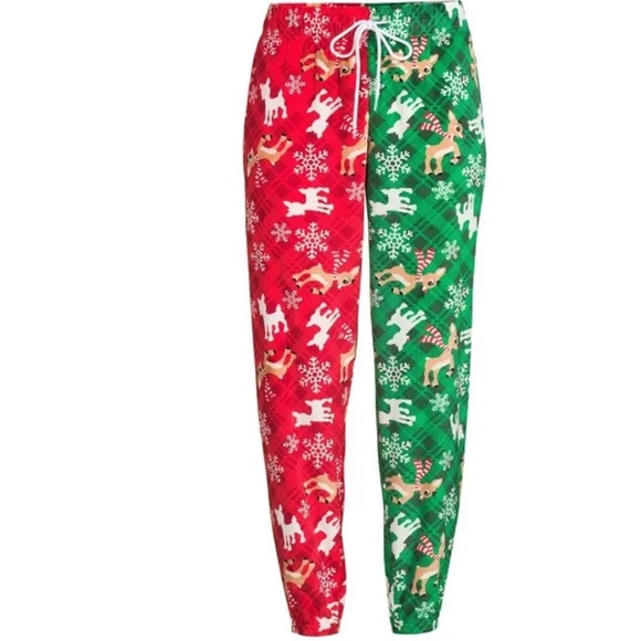 Rudolph The Red Nosed Reindeer Other - Rudolph‎ the Red-Nosed Reindeer Women's Velour Jogger Pajamas, Allover Print M